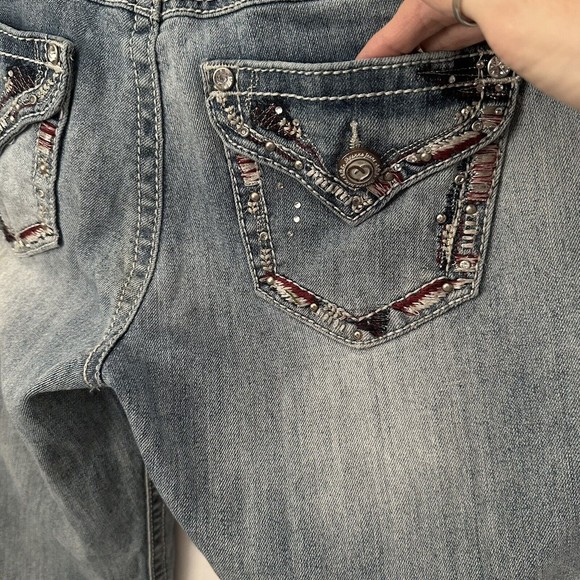 Shyanne Womens Jeans Anne Boot Cut Flap Medium Wash Denim Mid Rise Sz 28 Short - Picture 5 of 9